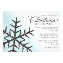 Fiesta de cena pálido de navidad de la aguamarina  invitaciones