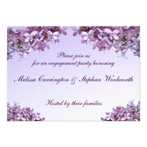 Fiesta de compromiso de la lila comunicados personalizados