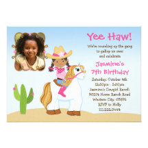 Fiesta de cumpleaños afroamericana del caballo de  invitaciones personales 