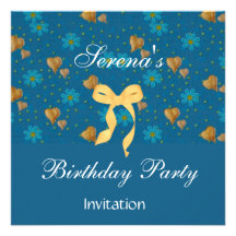 Fiesta de cumpleaños azul de la invitación