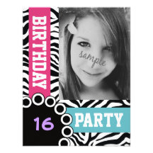 Fiesta de cumpleaños brillante del estampado de ze invitacion personalizada