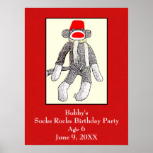 Fiesta de cumpleaños de las rocas de los calcetine poster