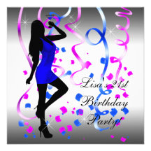 Fiesta de cumpleaños de las rosas fuertes del azul invitacion personalizada