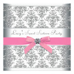 Fiesta de cumpleaños de plata del dulce dieciséis  invitacion personal 