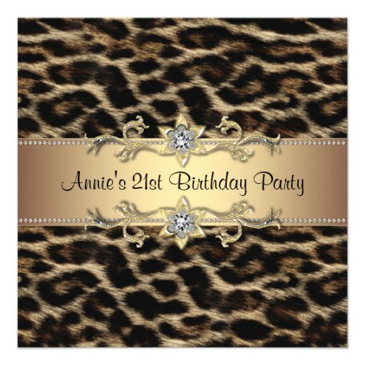 Fiesta de cumpleaños del leopardo elegante de la m invitación