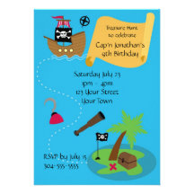 Fiesta de cumpleaños del pirata de los niños invitacion personal 