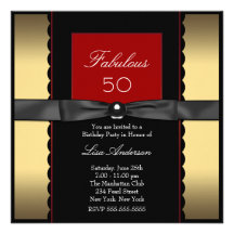 Fiesta de cumpleaños del rojo del negro del oro de anuncio