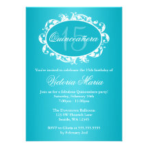 Fiesta de cumpleaños elegante azul de Quinceanera  Invitación