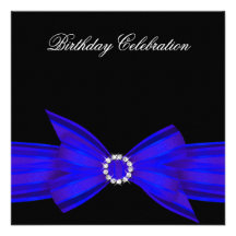 Fiesta de cumpleaños elegante del azul real del co anuncio personalizado