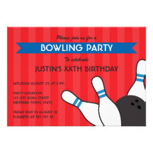 Fiesta de cumpleaños moderna azul roja de los bolo invitaciones personales 