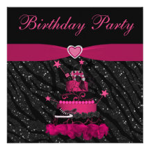 Fiesta de cumpleaños rosada de moda de las rayas d invitaciones personalizada