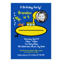 Fiesta de cumpleaños submarina con la foto anuncios personalizados