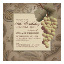 Fiesta de cumpleaños temática del vino de las uvas comunicados personalizados