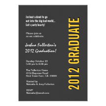 Fiesta de graduación 2012 gris oscuro y plantilla  invitación personalizada