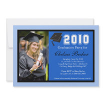 Fiesta de graduación 5x7 Bleu y foto negra invitaciones