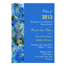Fiesta de graduación azul de la flor del jardín de invitación