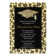 Fiesta de graduación del estampado leopardo invitaciones personales 