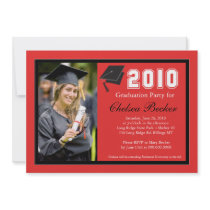 Fiesta de graduación foto roja y negra de 5x7 invitaciones