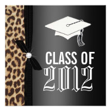 Fiesta de graduación negra del leopardo invitacion personalizada