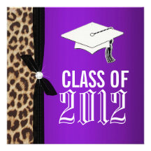 Fiesta de graduación púrpura de neón del leopardo invitaciones personalizada