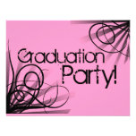 Fiesta de graduación rosada y negra invitacion personal 