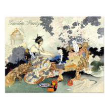 Fiesta de jardín japonesa del cumpleaños del vinta invitación
