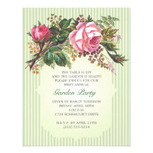 Fiesta de jardín subió vintage del ramo invitacion personalizada