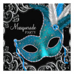 Fiesta de la mascarada del negro azul del trullo invitación