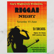 Fiesta de la noche del reggae o aviador del club n tarjeton
