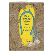 Fiesta de la playa del cumpleaños felicitación