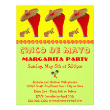 Fiesta de Margarita Cinco De Mayo del sombrero de  Comunicados Personalizados