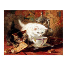 Fiesta de merienda-cena de los gatitos tarjetas postales
