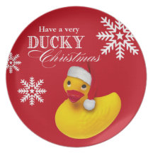 Fiesta de Navidad Ducky de goma de Santa del copo  Platos Para Fiestas