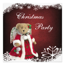 Fiesta de Navidad festiva elegante del oso de pelu Comunicado Personalizado
