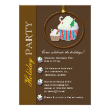 Fiesta de Navidad marrón del ornamento de la magda Invitacion Personal