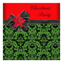 Fiesta de Navidad negra verde del Poinsettia del d Anuncio Personalizado