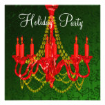 Fiesta de Navidad roja del damasco del verde de la Invitación