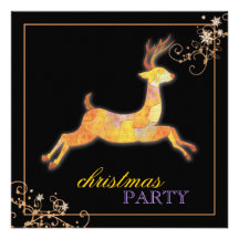 Fiesta de Navidad única del negro del reno del rem Invitacion Personalizada