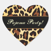 Fiesta de pijama negro del leopardo del oro pegatina de corazón personalizadas