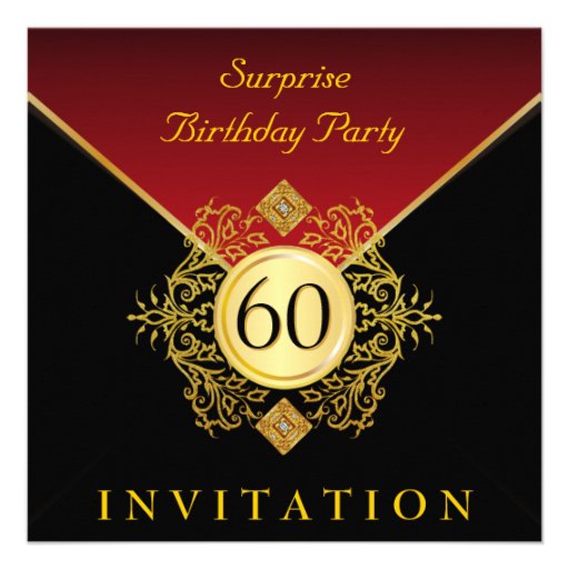 Red Black and Gold Birthday Party Invitations Red Black and Gold Birthday Party Invitations