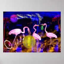 Fiesta de tres cisnes del flamenco en la noche posters
