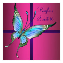 Fiesta del dulce 16 de la mariposa de las rosas fu invitaciones personalizada