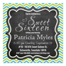 Fiesta del dulce 16 de la pizarra de Chevron del a Invitaciones Personales