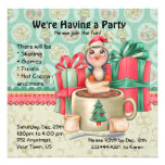 Fiesta del invierno del pingüino del cacao invitacion personalizada