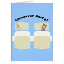 ¡Fiesta del Sleepover! Arte lindo de los peluches Tarjetón