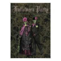 Fiesta elegante de Halloween de los esqueletos y d Comunicado Personalizado