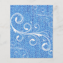 Fiesta elegante del remolino del damasco del azul  flyer personalizado