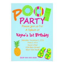Fiesta en la piscina comunicado personalizado