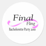 Fiesta final 2010 de Bachelorette del Fling Pegatinas Redondas