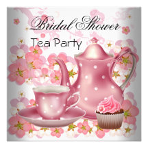 Fiesta floral de la magdalena del té del rosa nupc invitación personalizada